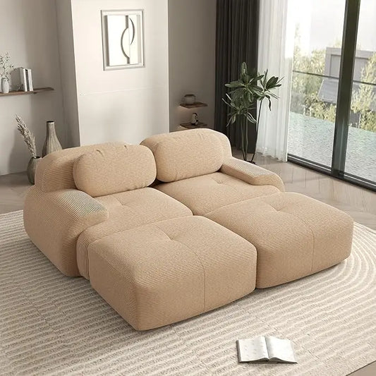 HUANZHUANG Modern Boneless Loveseat Sofa Modular Sectional