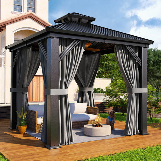 Polar Aurora Gazebo With Hardtop Galvanized Steel Roof Netting