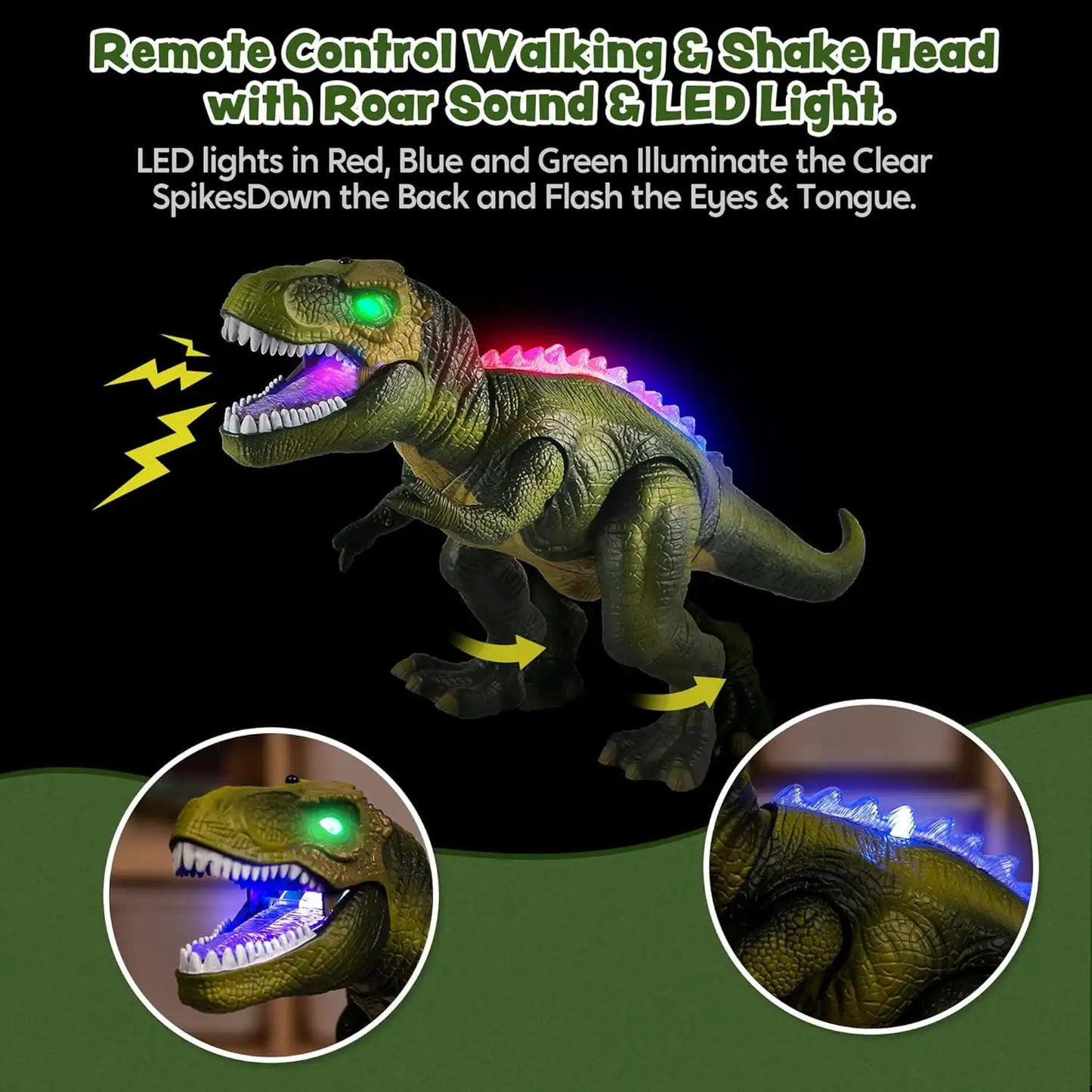 Joyfy Remote Control Walking Dinosaur T Rex Toy With Light