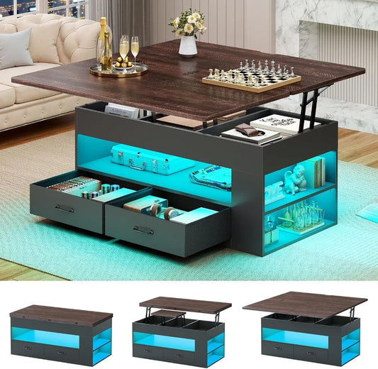 4 In 1 Lift Top Coffee Table With Hidden Compartment
