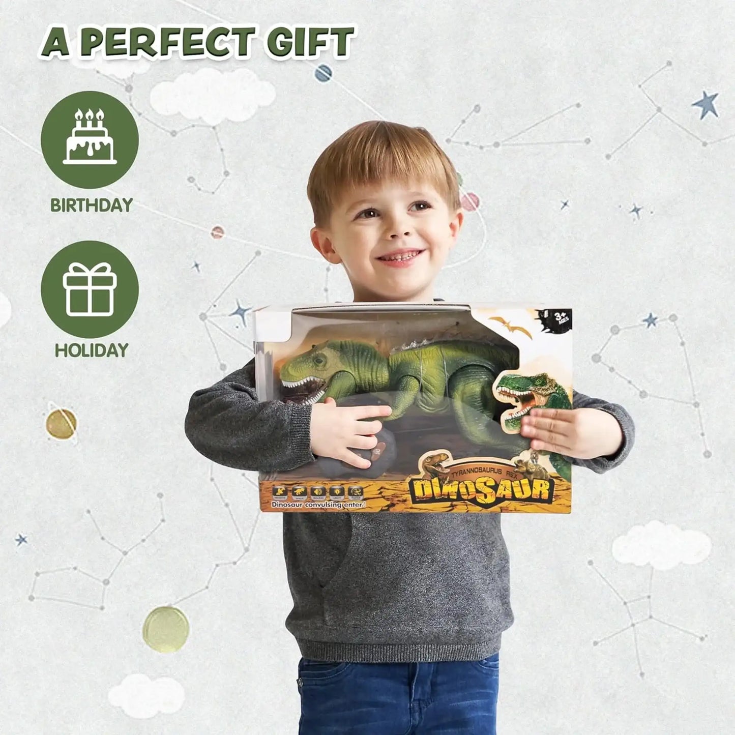 Joyfy Remote Control Walking Dinosaur T Rex Toy With Light